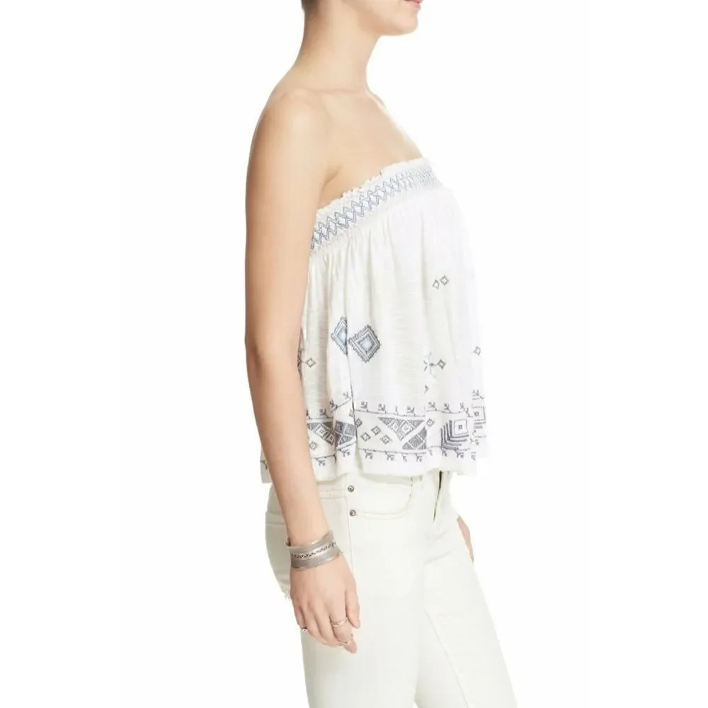 NWOT Free People You Got It Bad Embroidered Strapless Top